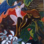 Scène polynésienne. Hst,55x46cm.