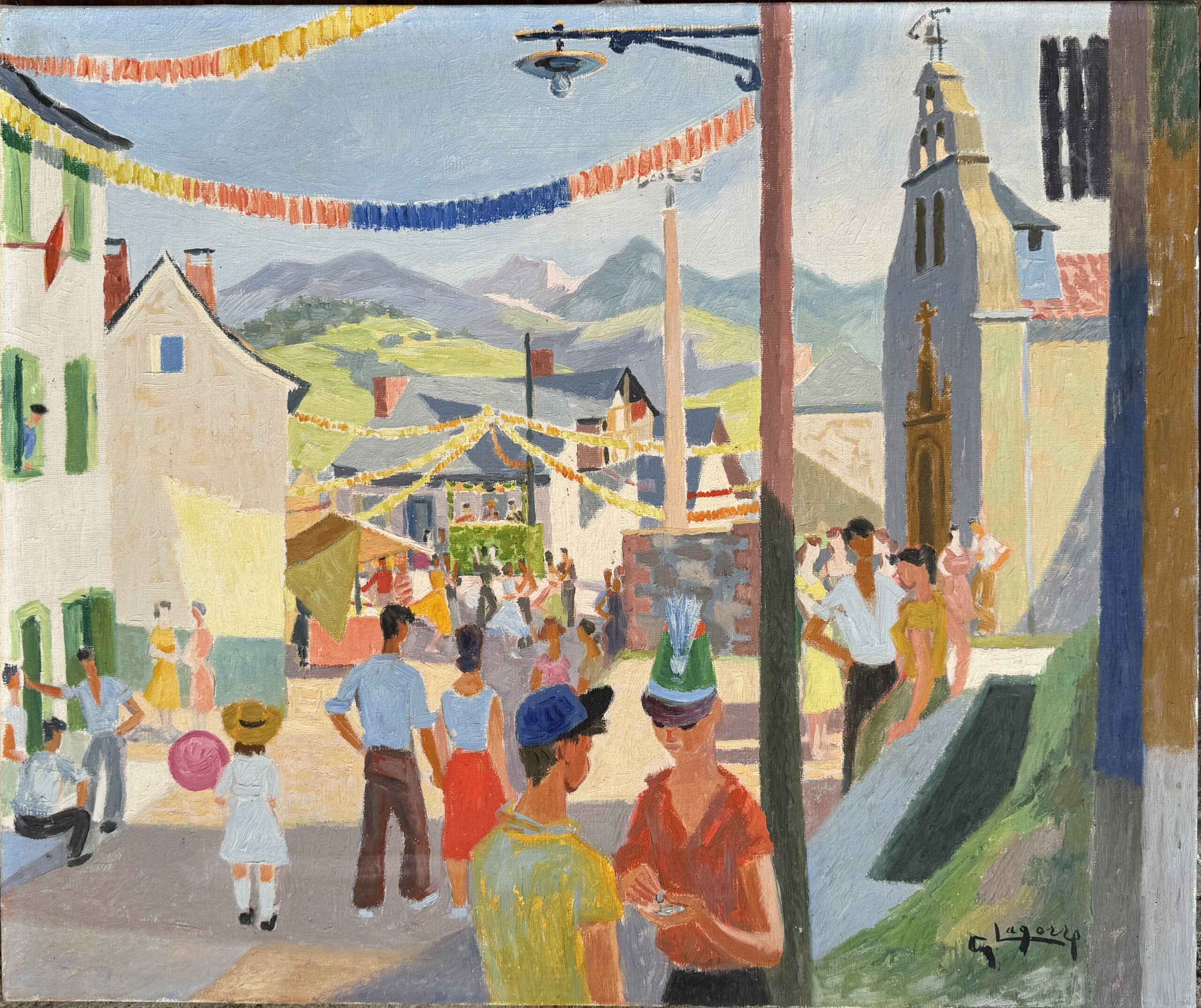 Jour de fête à Sentenac d' Oust. Hst.